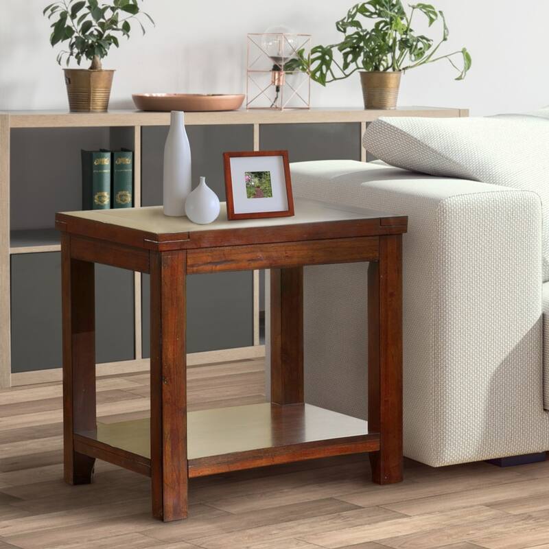 Llat Transitional Cherry 24-inch Solid Wood 1-Shelf Side Table by Furniture of America