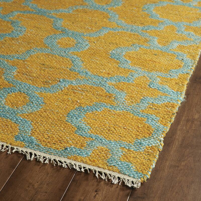 Handmade Natural Fiber Cayon Orange Trellis Rug