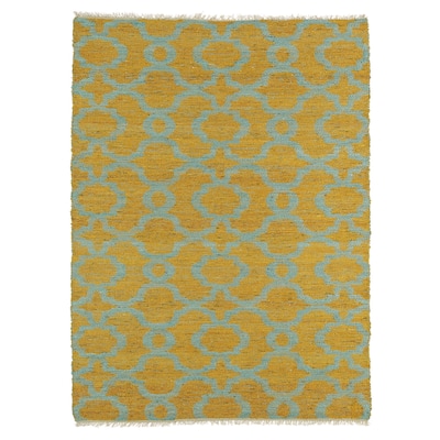Handmade Natural Fiber Cayon Orange Trellis Rug