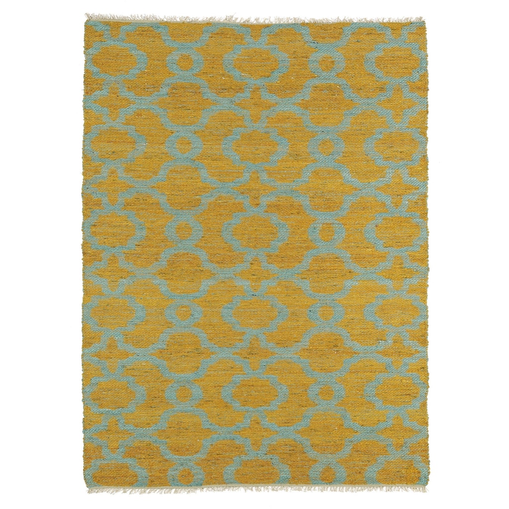 Handmade Natural Fiber Cayon Orange Trellis Rug