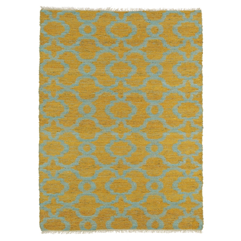 Handmade Natural Fiber Cayon Orange Trellis Rug