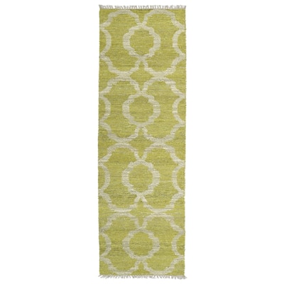Handmade Natural Fiber Cayon Lime Green Trellis Rug (2'0 x 6'0) - 6' Runner