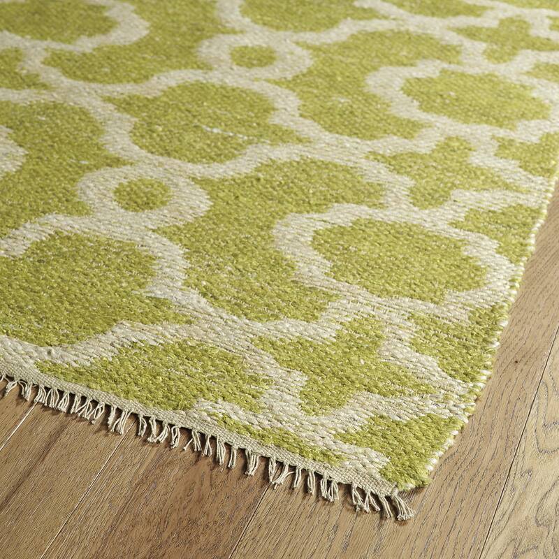 Handmade Natural Fiber Cayon Lime Green Trellis Rug (2'0 x 6'0) - 6' Runner