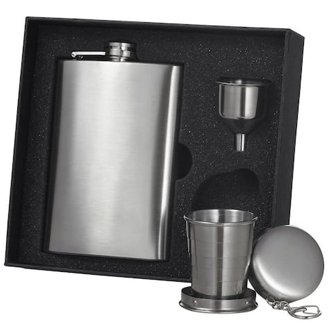 Visol 8-ounce Stainless Steel Hip Flask Gift Set