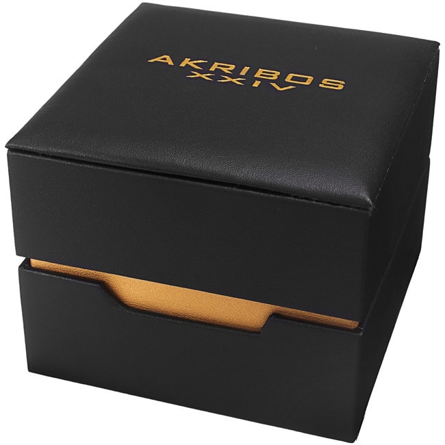 Akribos XXIV Men's Swiss Quartz Multifunction Dual Time Stainless Steel Two-Tone Bracelet Watch