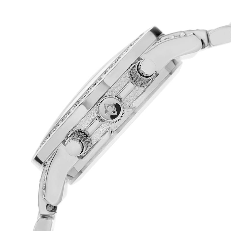 Akribos XXIV Dazzling Women's Swiss Quartz Dual Time Crystal-Accented Silver-Tone Bracelet Watch