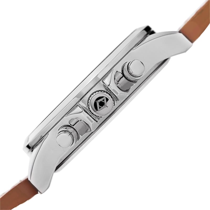 Akribos XXIV Men's Swiss Quartz Multifunction Dual Time Leather Strap Watch