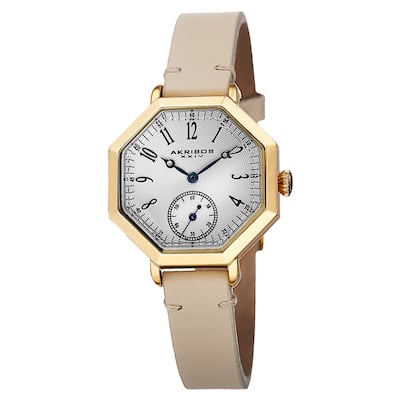 Akribos XXIV Women's Quartz Octagon Case Leather Strap Watch