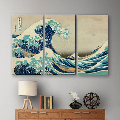 Katsushika Hokusai 'The Great Wave Off Kanagawa' 3-piece Gallery-wrapped Canvas