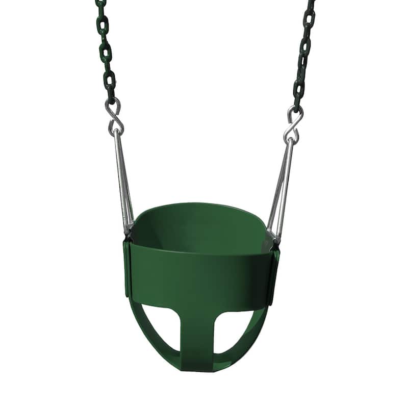 Gorilla Playsets Full Bucket Toddler Swing with Coated Chains - Green
