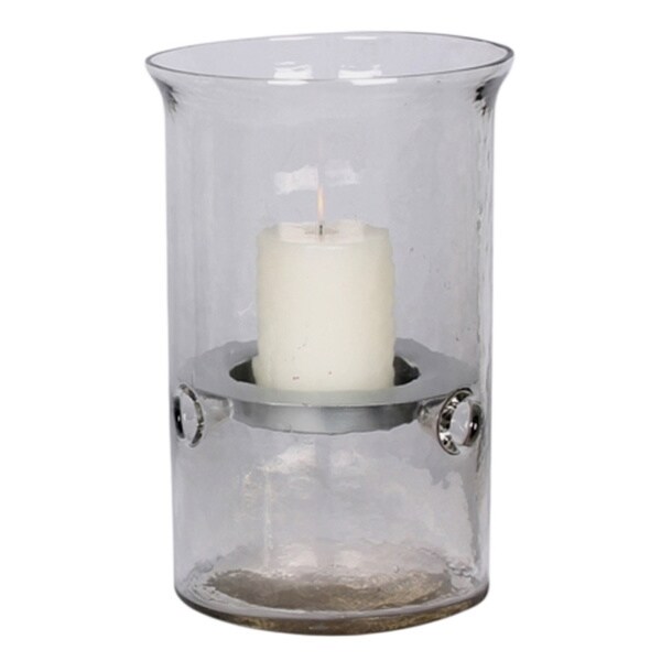 Medium Hammered Glass Candle Holder, Silver Insert