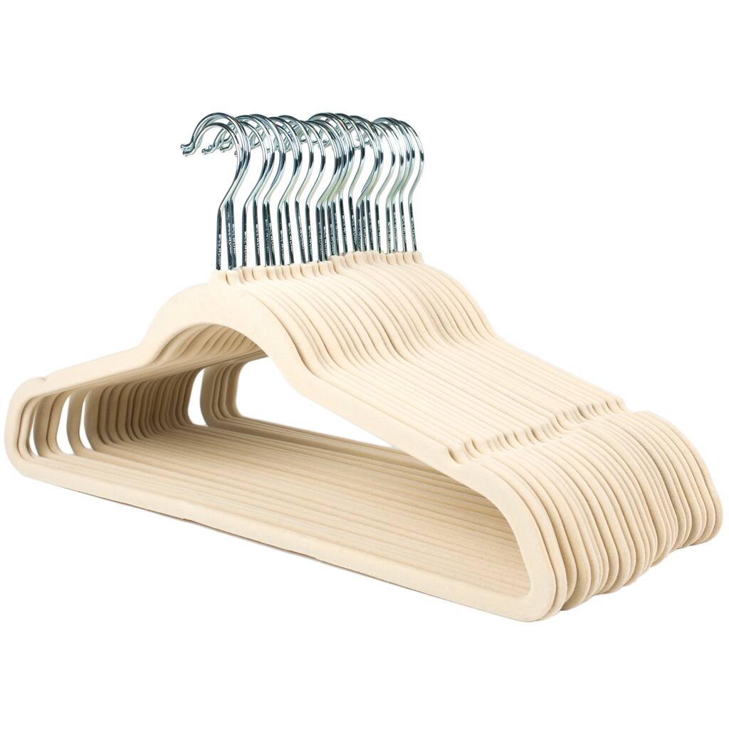 Ultra Thin No Slip Ivory Velvet Suit Hanger (Set of 25)