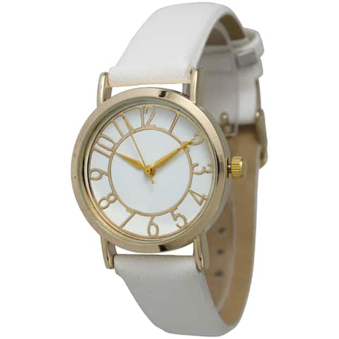 Olivia Pratt Women's Gold Dial Leather Strap Watch
