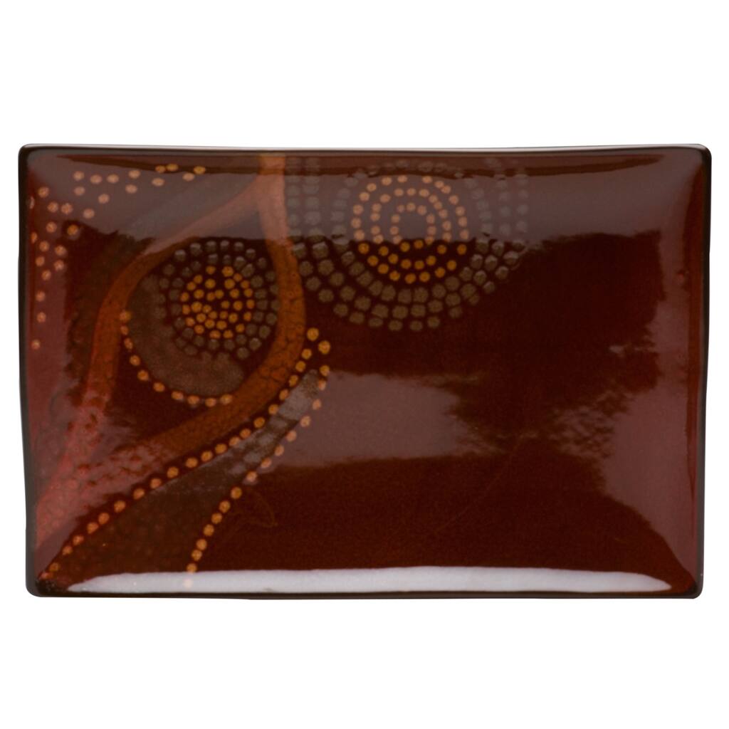Red Vanilla Organic Brown 4-piece Rectangular Plate Set