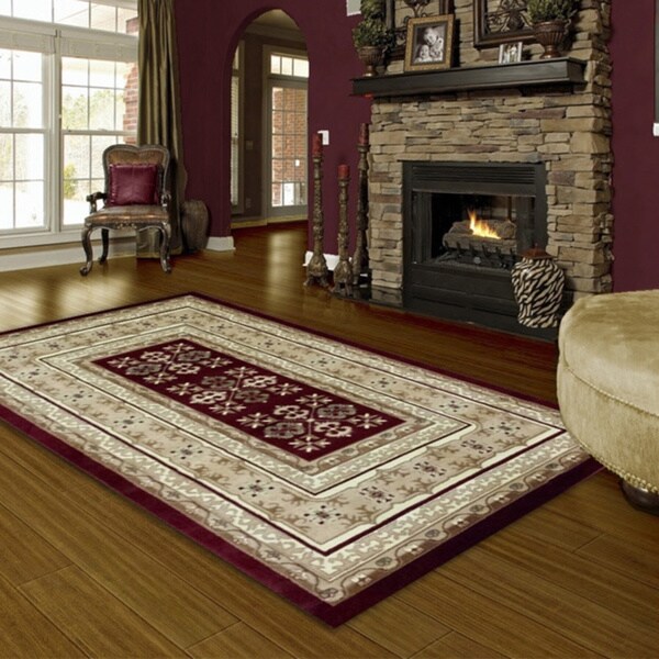 Lyke Home Audrey Red Geometric Area Rug 5 X 8 Free Shipping Lyke Home Audrey Red Geometric Area Rug 5 X27