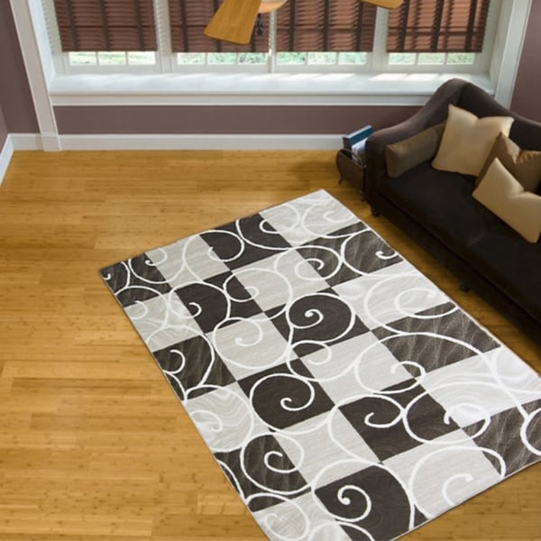 LYKE Home Audrey Brown Geometric Area Rug (5' x 8')