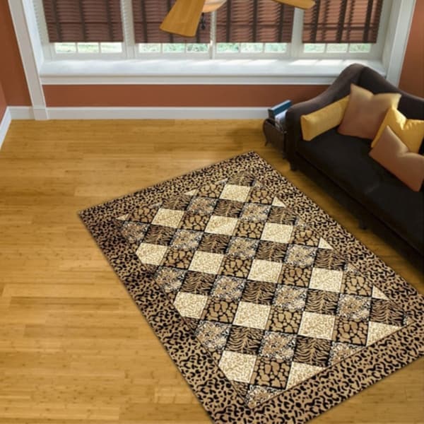 LYKE Home Audrey Gold Geometric Area Rug (5' x 8')