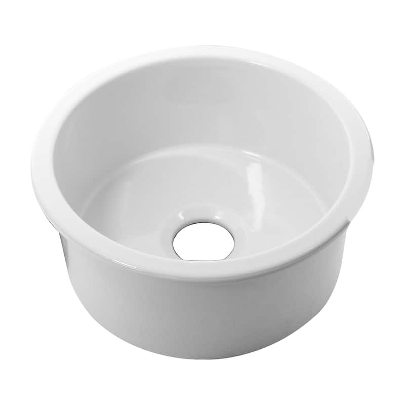 Highpoint Collection White Round Fireclay Island, Bar or Butlers Pantry Sink