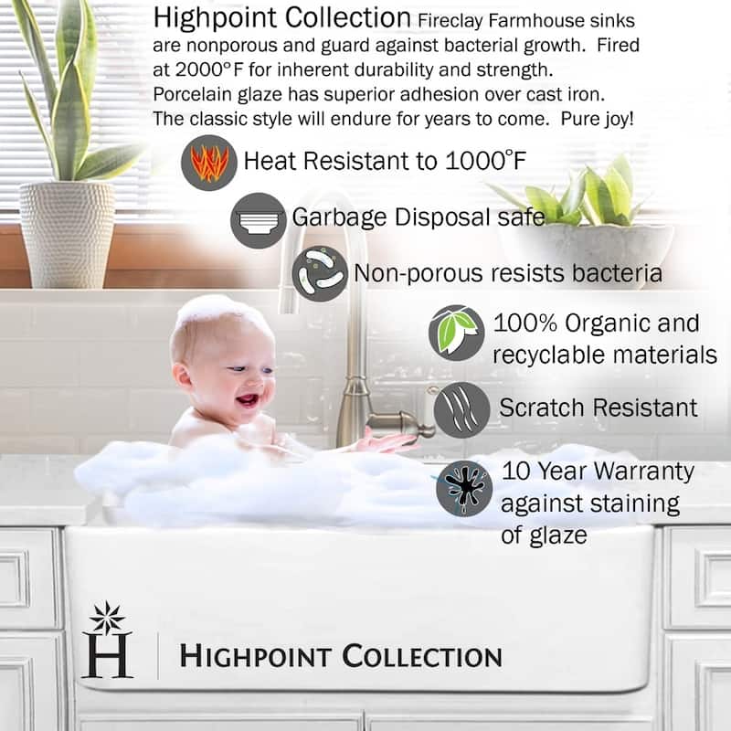 Highpoint Collection White Round Fireclay Island, Bar or Butlers Pantry Sink