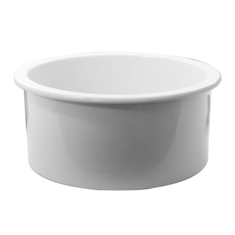 Highpoint Collection White Round Fireclay Island, Bar or Butlers Pantry Sink