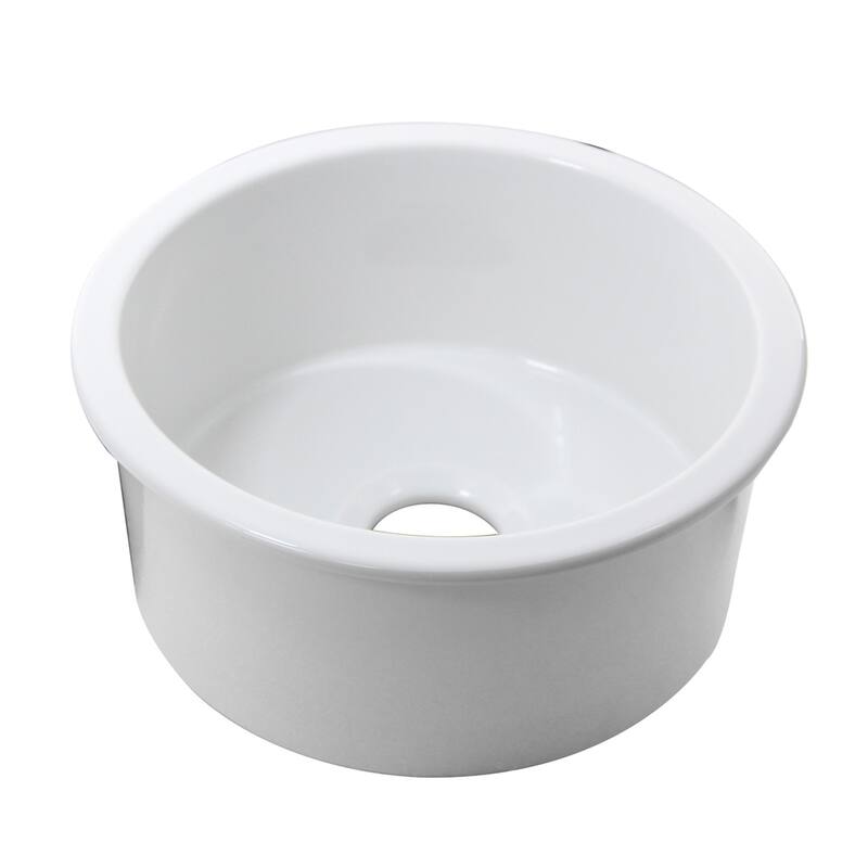 Highpoint Collection White Round Fireclay Island, Bar or Butlers Pantry Sink
