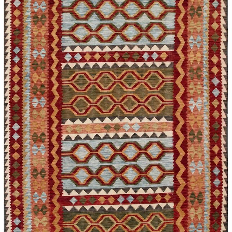 Handmade One-of-a-Kind Wool Kilim (Afghanistan) - 6'6 x 9'9