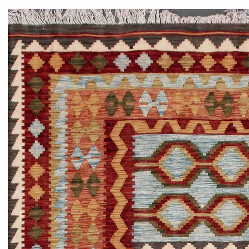 Handmade One-of-a-Kind Wool Kilim (Afghanistan) - 6'6 x 9'9