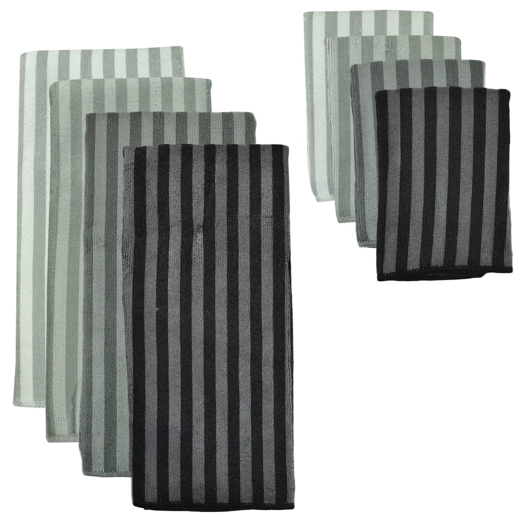 Grey Stripe Microfiber Towel and Cloth Set