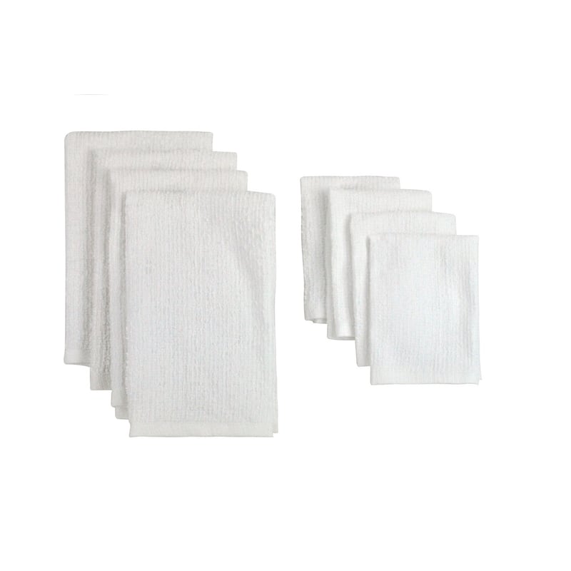 White Terry Bar Mop Dish Towels / Cloths (Set of 8)