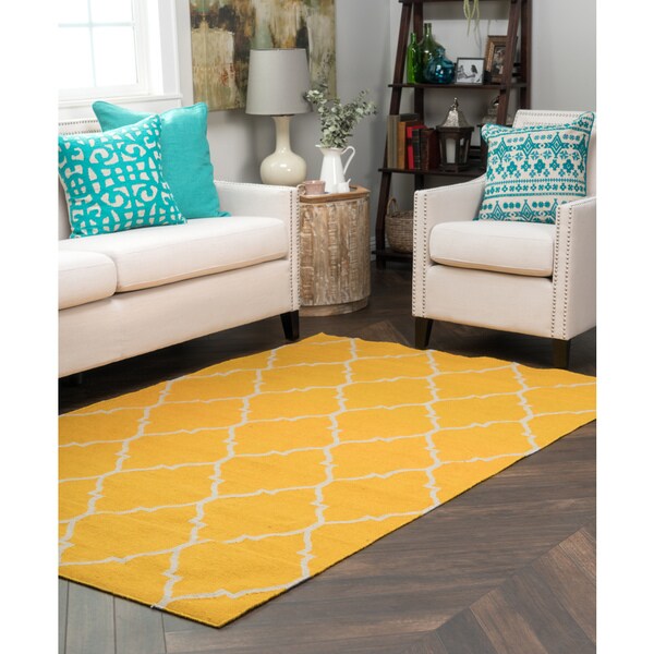 Kosas Home Handwoven Edison Indoor Outdoor Gold Recycled Plastic Rug - 5' x 8'