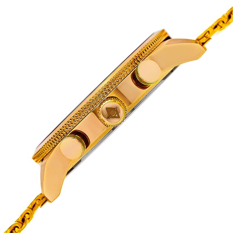 Akribos XXIV Men's Swiss Quartz Multifunction Dual Time Stainless Steel Mesh Gold-Tone Bracelet Watc