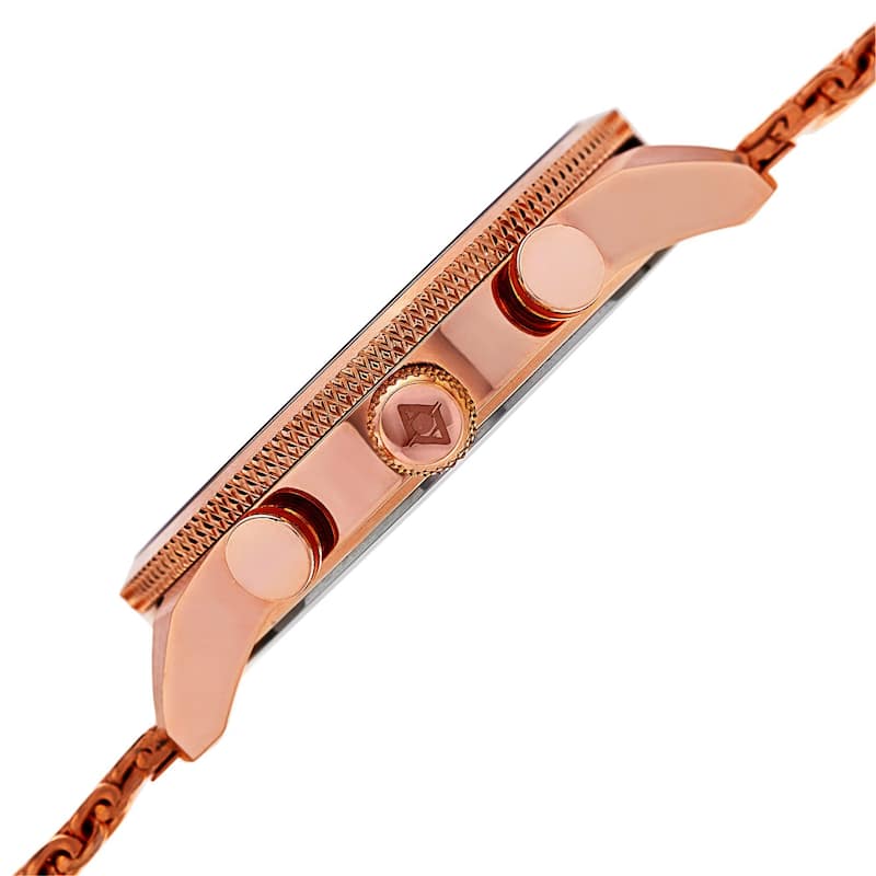 Akribos XXIV Men's Swiss Quartz Multifunction Dual Time Stainless Steel Mesh Rose-Tone Bracelet Watc