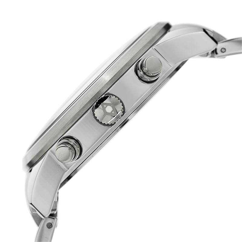 Akribos XXIV Men's Swiss Quartz Tachymeter Dual Time Stainless Steel Silver-Tone Bracelet Watch