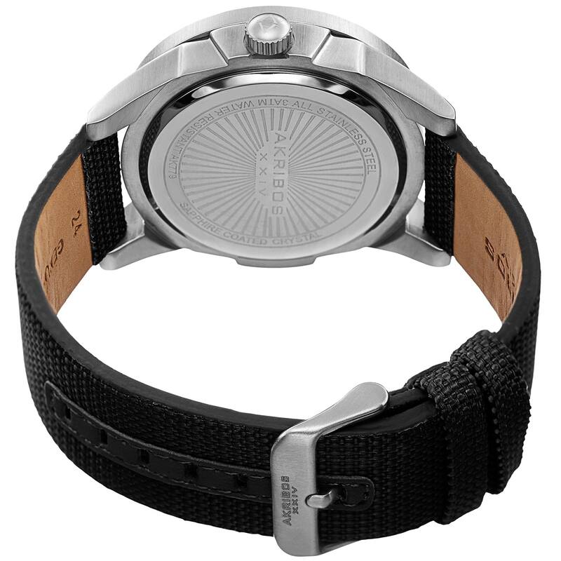 Akribos XXIV Men's Swiss Quartz Easy-To-Read Markers Canvas Silver-Tone Strap Watch