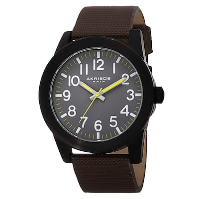 Akribos XXIV Men's Swiss Quartz Easy-To-Read Markers Canvas Black Strap Watch