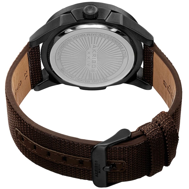 Akribos XXIV Men's Swiss Quartz Easy-To-Read Markers Canvas Black Strap Watch