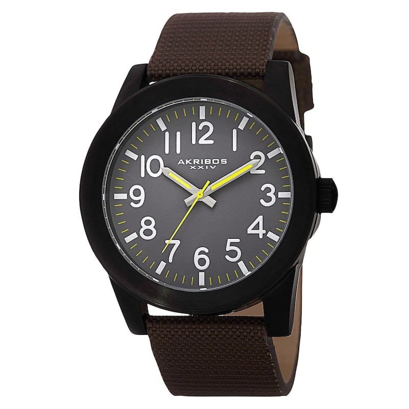 Akribos XXIV Men's Swiss Quartz Easy-To-Read Markers Canvas Black Strap Watch