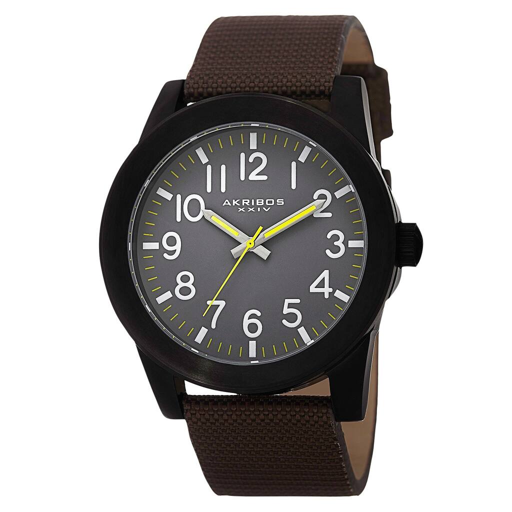 Akribos XXIV Men's Swiss Quartz Easy-To-Read Markers Canvas Black Strap Watch