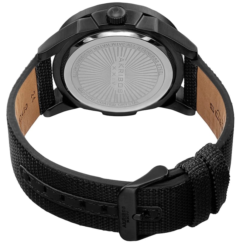 Akribos XXIV Men's Swiss Quartz Easy-To-Read Markers Canvas Black Strap Watch