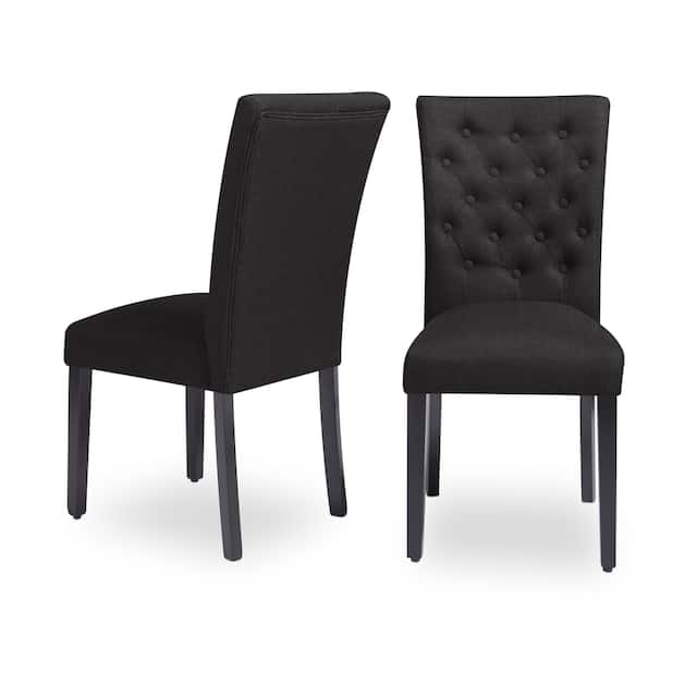 Monsoon Sopri Upholstered Armless Parson Dining Chairs (Set of 2) - Black