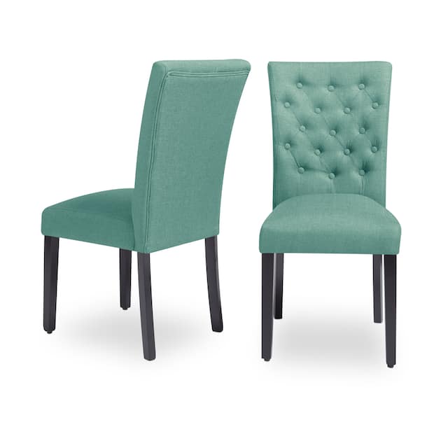 Monsoon Sopri Upholstered Armless Parson Dining Chairs (Set of 2) - Sea Green