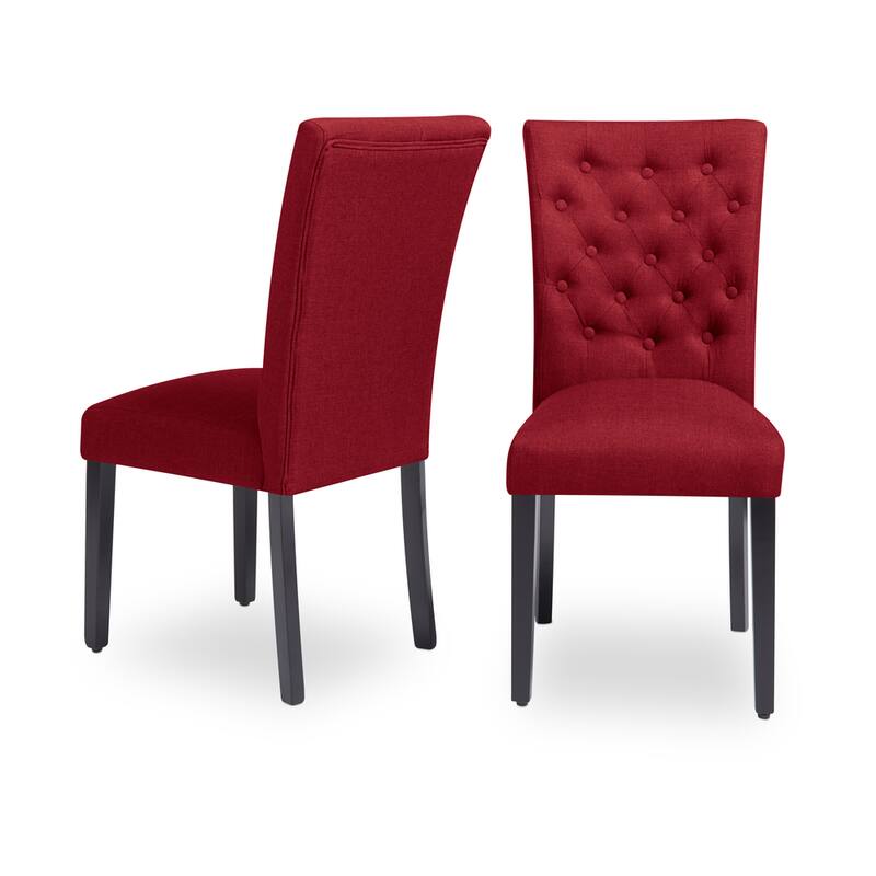 Monsoon Sopri Upholstered Armless Parson Dining Chairs (Set of 2) - Deep Red