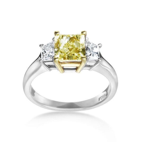 SummerRose Platinum/ 18k Gold 2 1/3ct. Yellow Diamond Ring