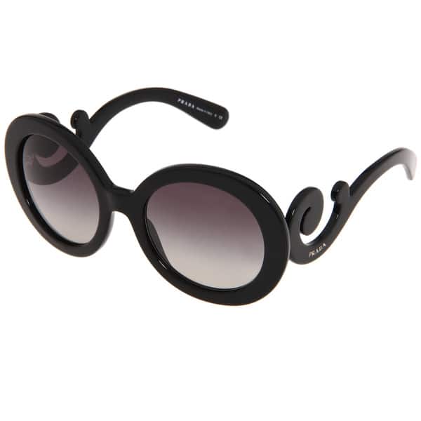 Prada Womenundefineds PR 27NS Black Minimal-baroque Round Sunglasses (As Is  Item) - Overstock - 9918554