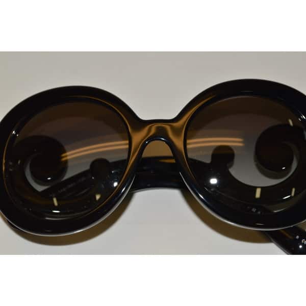 Prada Womenundefineds PR 27NS Black Minimal-baroque Round Sunglasses (As Is  Item) - Overstock - 9918554