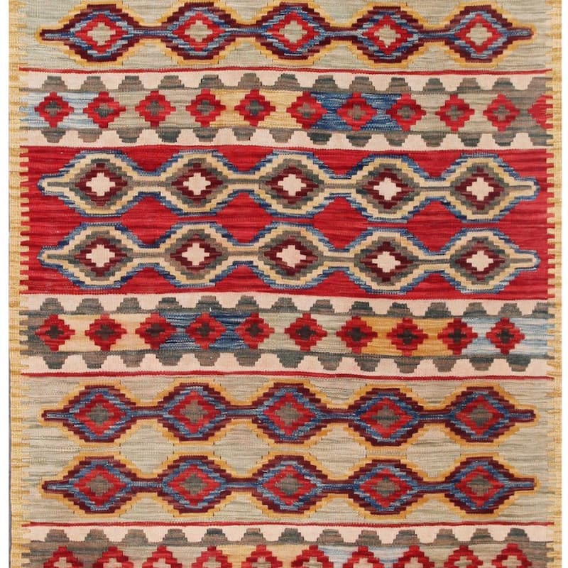 Handmade One-of-a-Kind Wool Kilim (Afghanistan) - 3'11 x 5'11