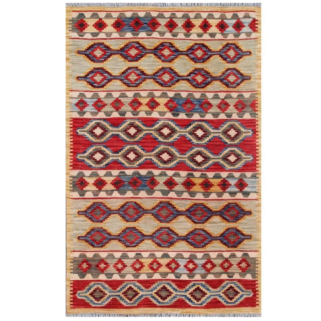 Handmade One-of-a-Kind Wool Kilim (Afghanistan) - 3'11 x 5'11