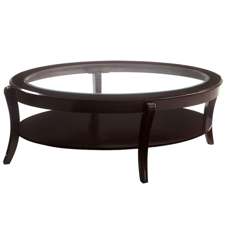 Orim Contemporary Espresso 53-inch Oval Solid Wood 1-Shelf Coffee Table by Furniture of America