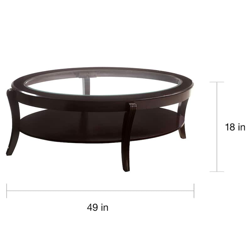 Orim Contemporary Espresso 53-inch Oval Solid Wood 1-Shelf Coffee Table by Furniture of America