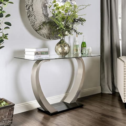 Strick & Bolton Cy Contemporary Satin Plated 48-inch Accent Sofa Table